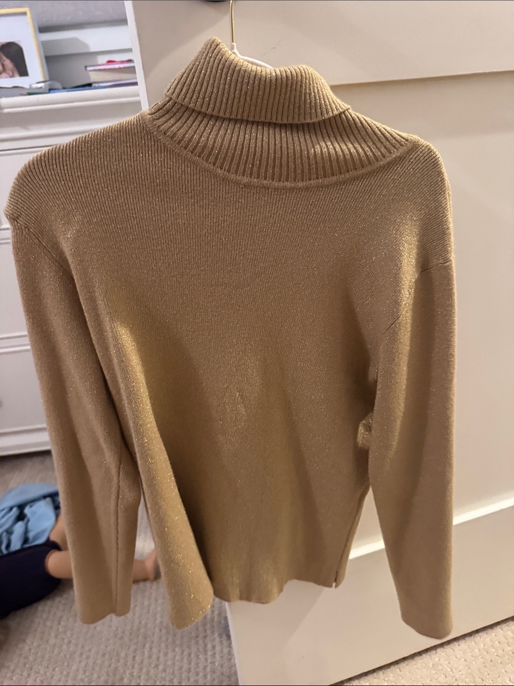 Zara Metallic Camel Turtleneck Sweater